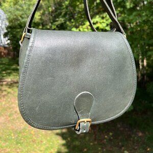 Vintage Coach Saddle Bag, FOREST GREEN, with hangtag!  Gorgeous.